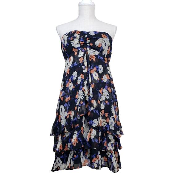 The Limited Womens 8 Strapless Floral Print Mini Dress - Picture 1 of 9